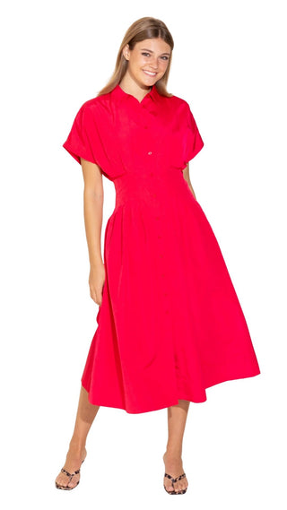 poppy shirt dress Emily McCarthy Poppy Dress Fuchsia Fedora Cotton Poplin XXS