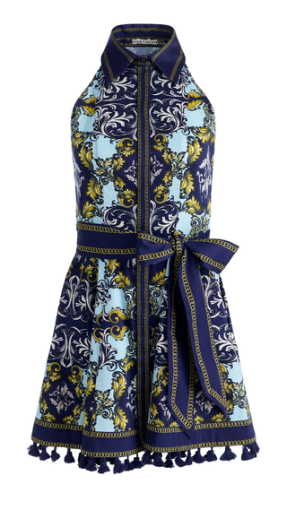 Lucy Sleeveless Mini Shirt Dress - Antique Scroll