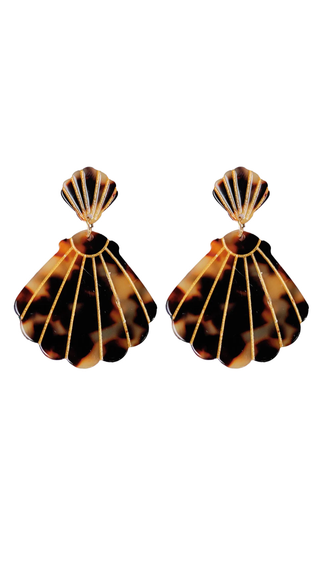 Brown Tortoise Shell Statement Earrings
