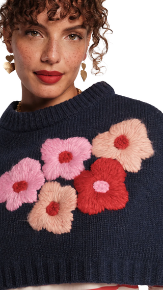 Emma Shrug Poppy Embroidery, Navy/Multi