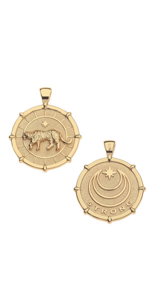 STRONG Tiger JW Original Pendant Coin 18" Drawn Link Chain