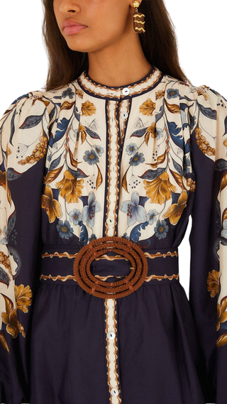 Golden Nature Navy Blue Mini Dress, Golden Nature Navy Blue
