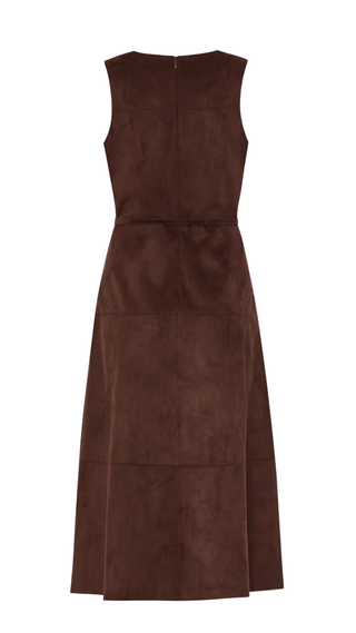 Frankie Suede Belted Midi Dress, Brown