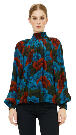 High Neck Blouse - Madrid Blue