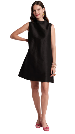 Diplomat Mini Dress Sleeveless Poly Dupion, Black