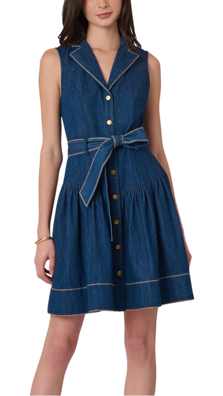 Mae Dress, Denim/Neutral Multi