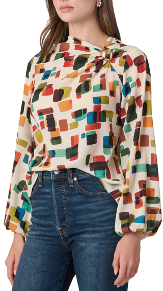 Paxton Top, Ivory Multi