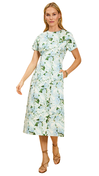 Hampton Convertible Midi Dress - Quatrefoil Blue