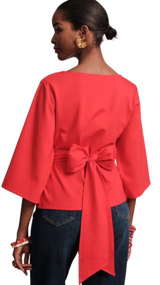 Whitney Wrap Top Solid Viscose Blend Viscose Blend, Red