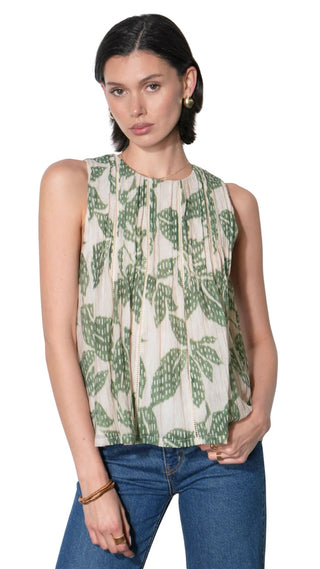 Elaine Sleeveless Pintuck Top - Green
