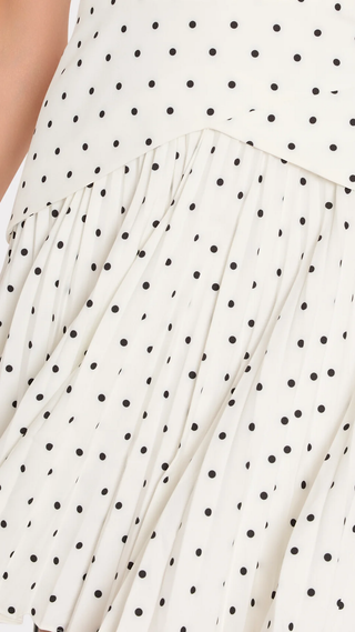 Haddy Short Sleeve Polka Dot Mini Dress, Black/White