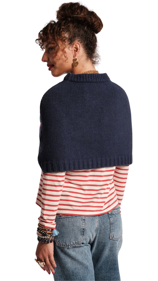 Emma Shrug Poppy Embroidery, Navy/Multi