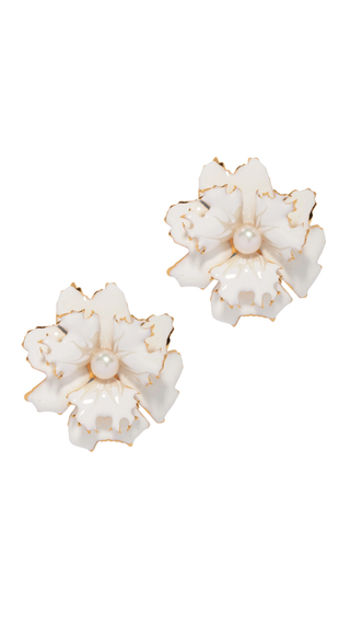 The Pink Reef Lace Floral Earring - White