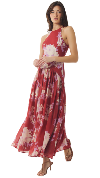 Abbey Dress, Red/Ivory