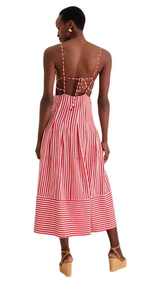 Checkered Stripes Off-White Sleeveless Maxi Dress